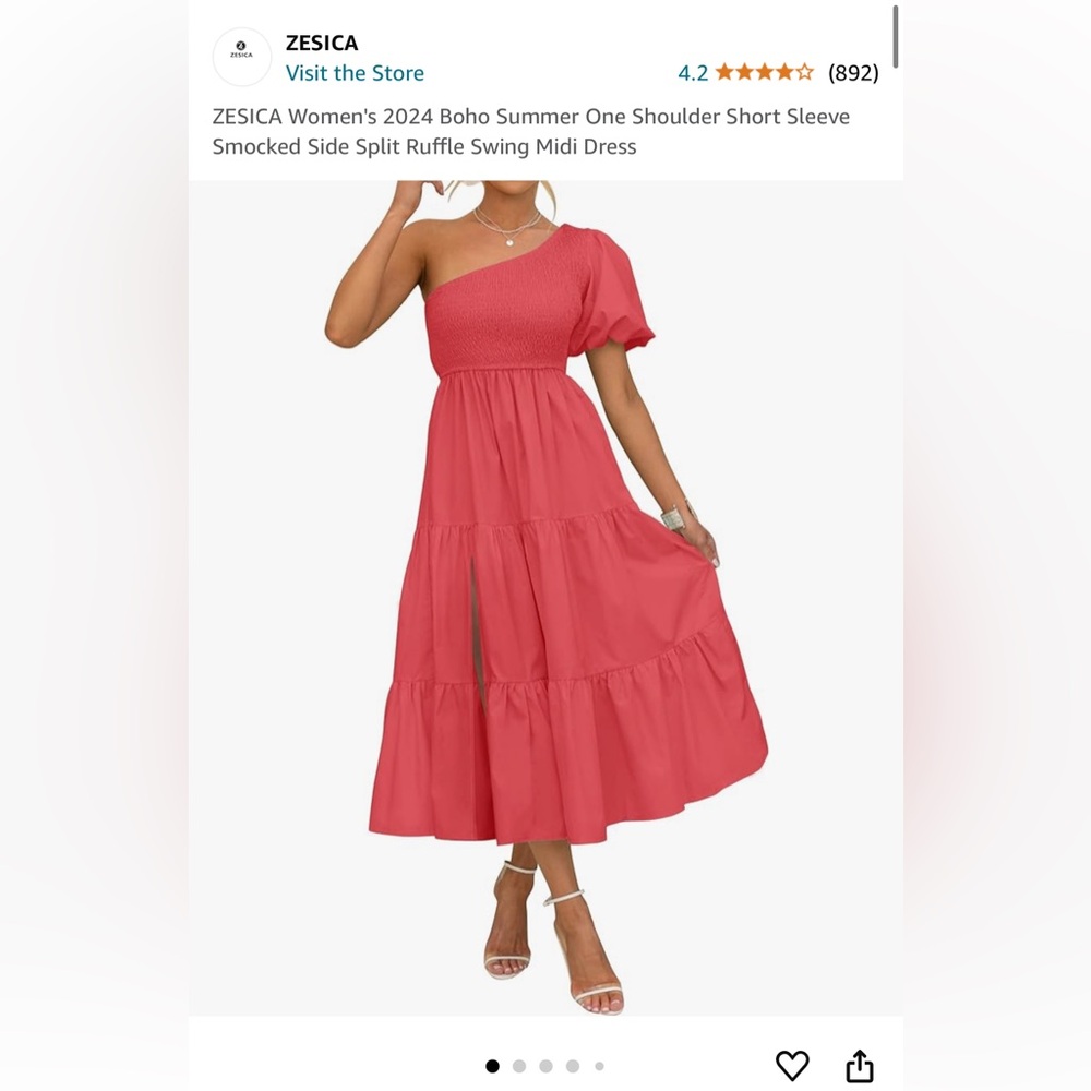 NWT | Zesica Boho Summer One Shoulder Short Sleeve Smocked Dress Midi Dress